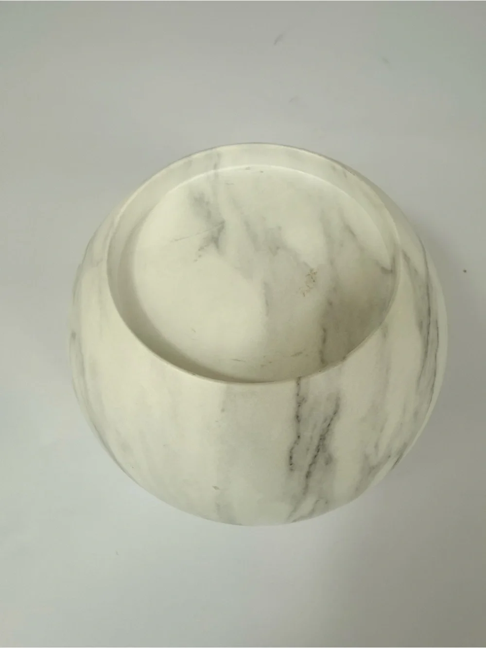 Bath & Body Works White Gray Marble Orb Pedestal Candle Holder